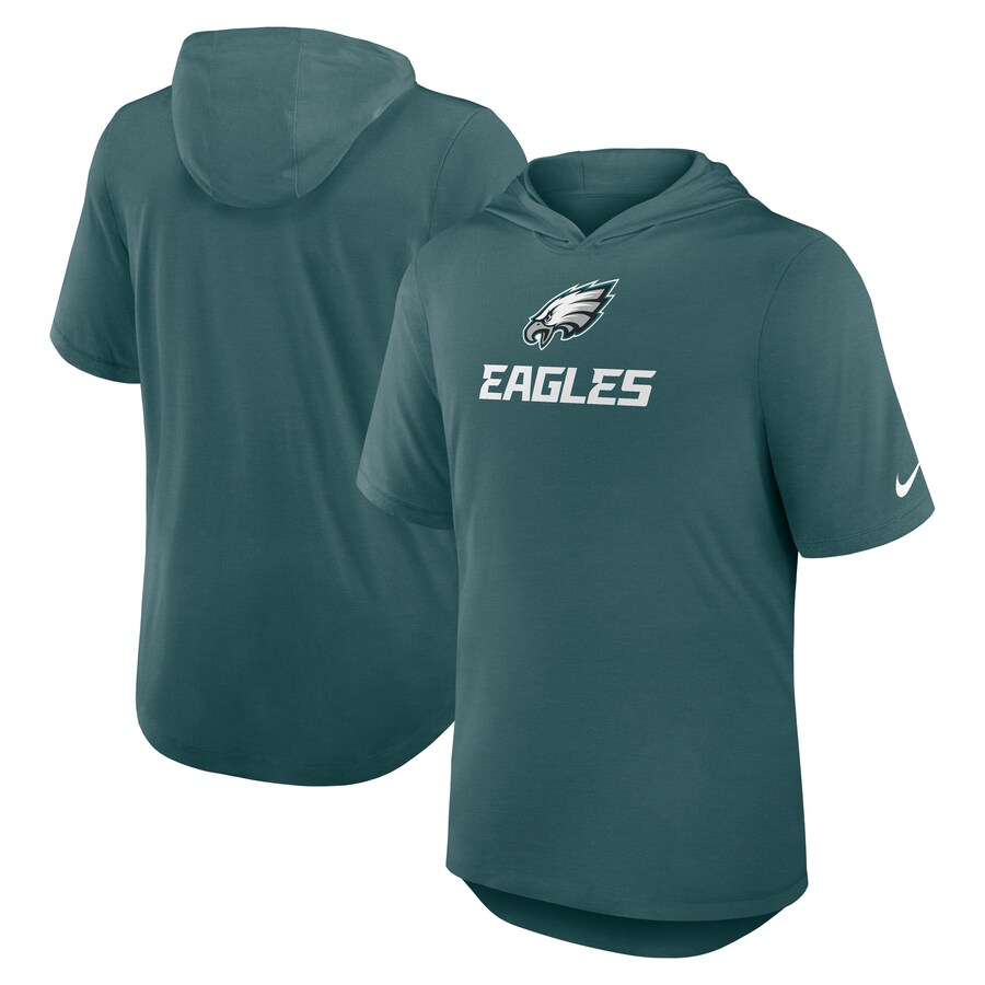 Men's Philadelphia Eagles Nike Midnight Green Lockup Tri-Blend Hoodie T-Shirt