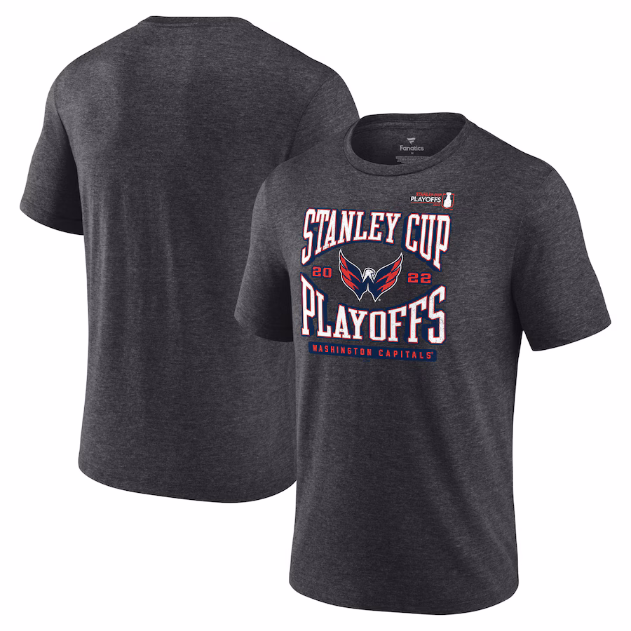 Men's Washington Capitals Fanatics Charcoal 2022 Stanley Cup Playoffs Wraparound T-Shirt