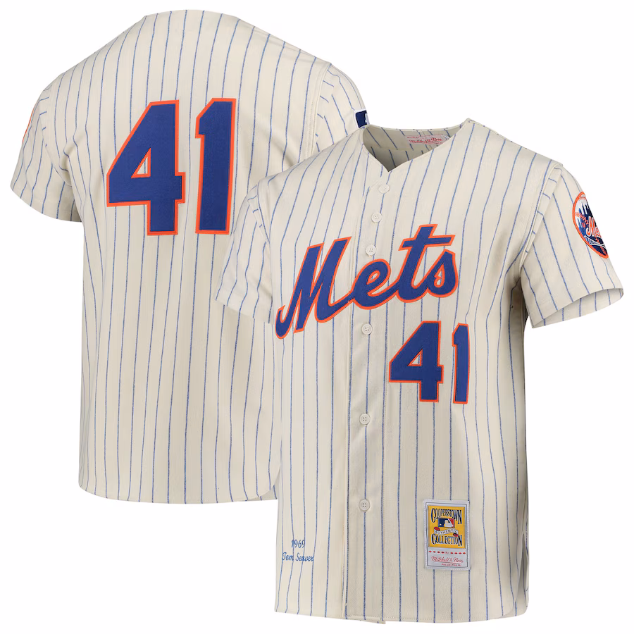 Men's New York Mets Tom Seaver Mitchell & Ness Cream 1969 Cooperstown Collection Authentic Jersey