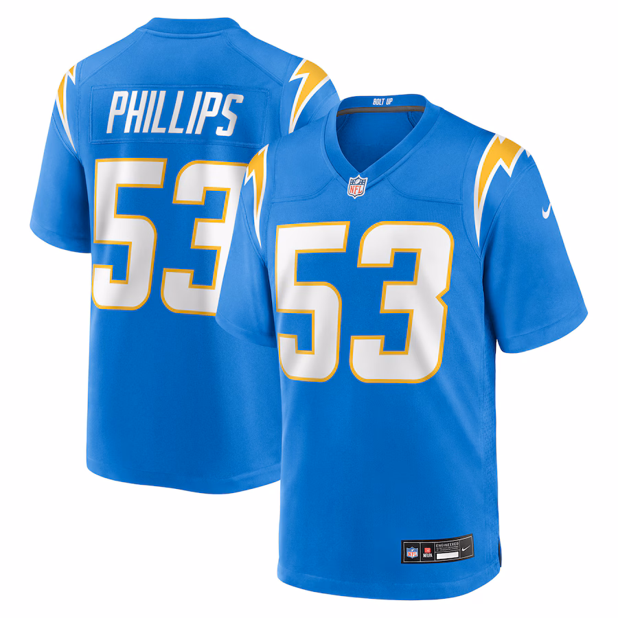 Men's Los Angeles Chargers Del'Shawn Phillips Nike Powder Blue Team Game Jersey
