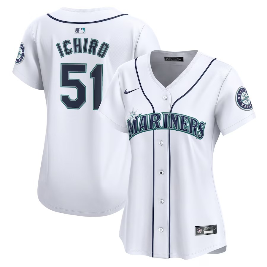 Women's Seattle Mariners Ichiro Suzuki Nike White Home Limited Player Jersey