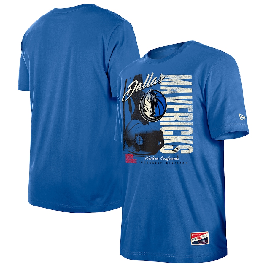 Men's Dallas Mavericks  New Era Blue Distressed Throwback Vintage Color Pack T-Shirt