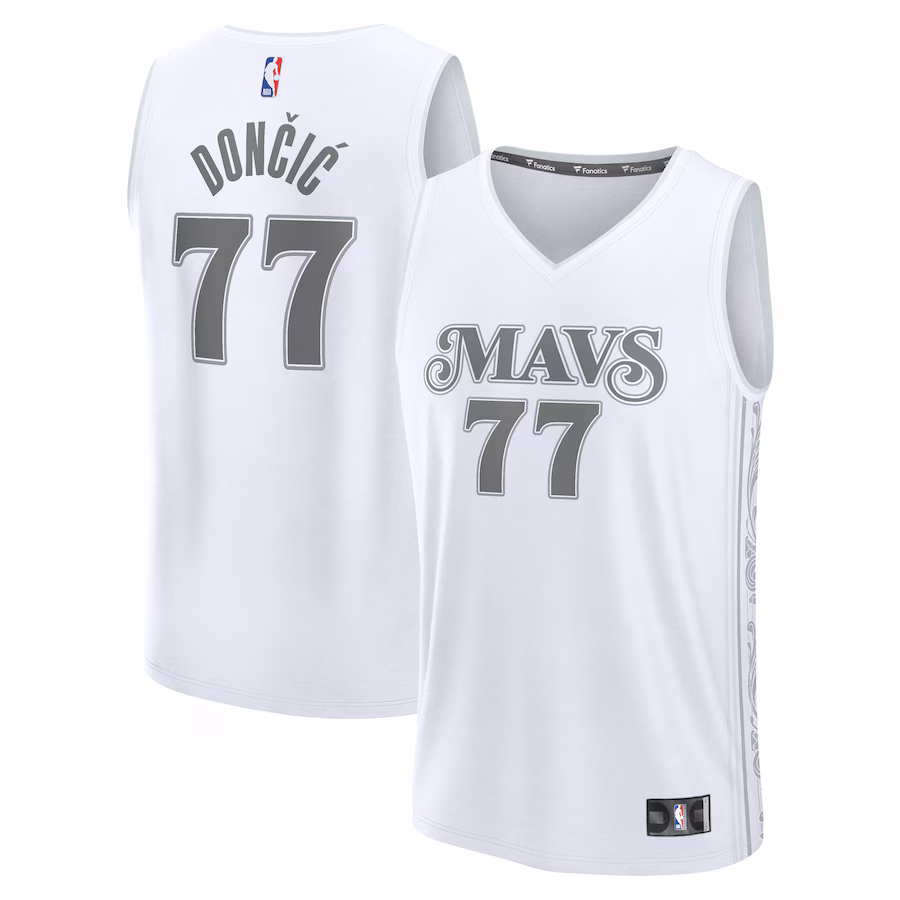 Youth Dallas Mavericks Luka Dončić Fanatics White 2024/25 Fast Break Player Jersey - City Edition