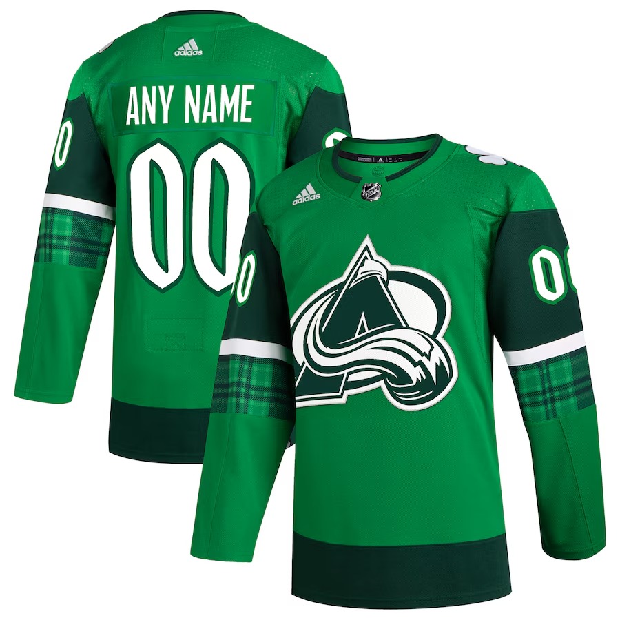 Men's Colorado Avalanche adidas Kelly Green St. Patrick's Day Authentic Custom Jersey
