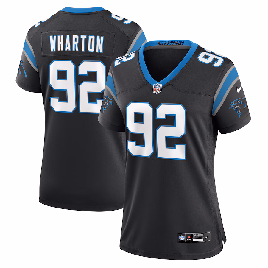 Women's Carolina Panthers Tershawn Wharton Nike Black Team Game Jersey