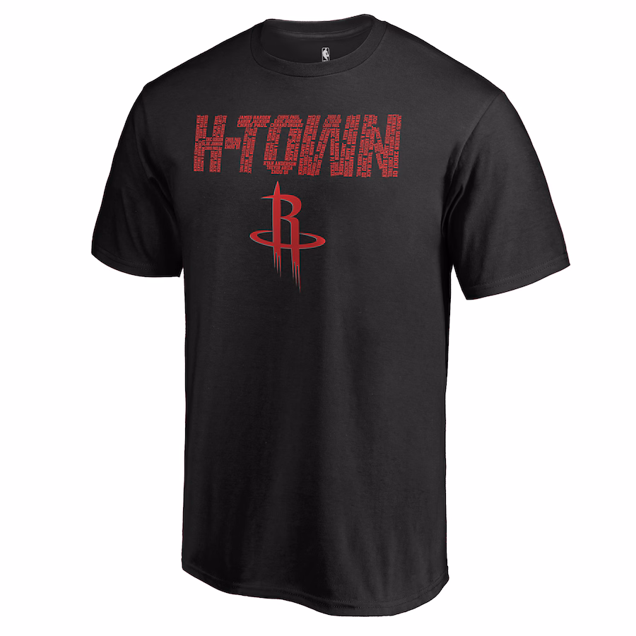 Men's Houston Rockets Black Hometown Collection Repeating Roster T-Shirt