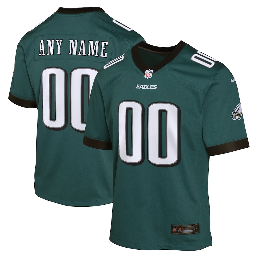 Youth Philadelphia Eagles Nike Midnight Green Custom Game Jersey