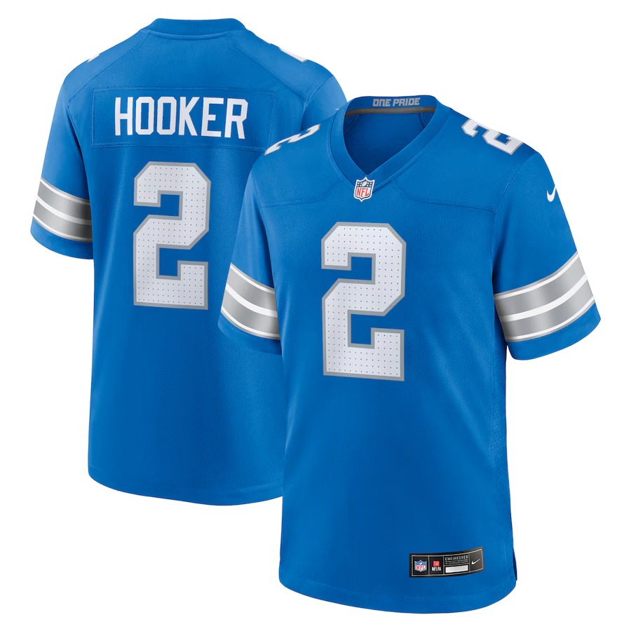 Men's Detroit Lions Hendon Hooker Nike Blue Team Game Jersey