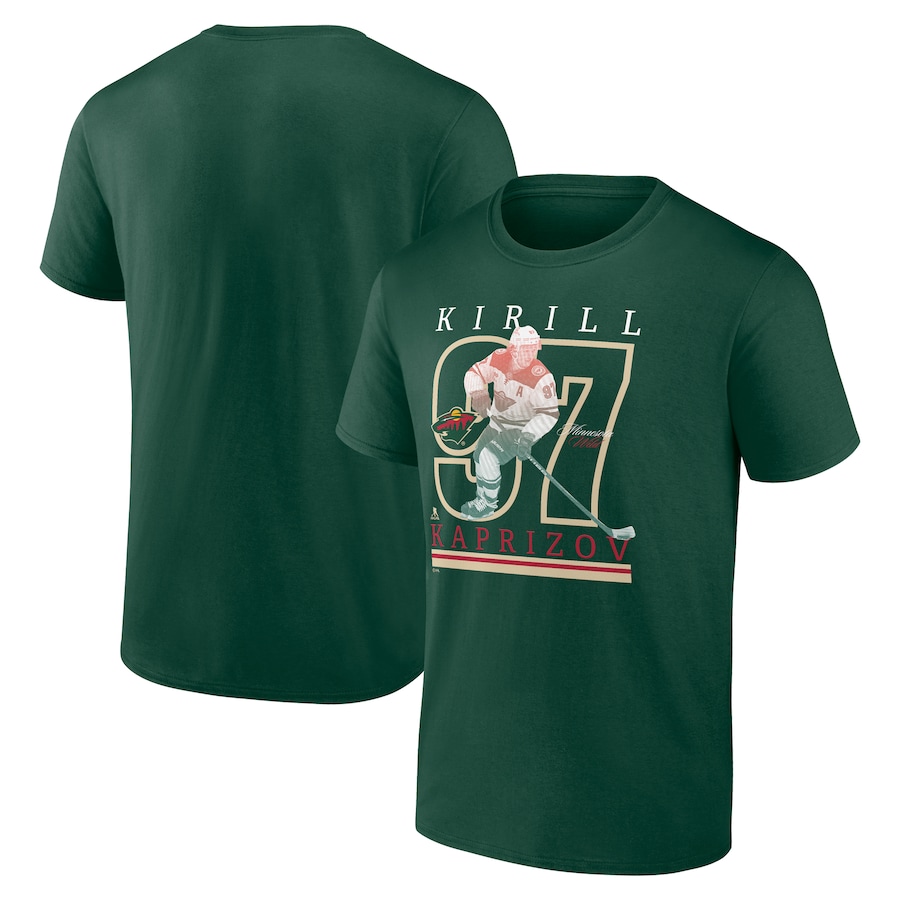 Men's Minnesota Wild Kirill Kaprizov Fanatics Dark Green Player T-Shirt