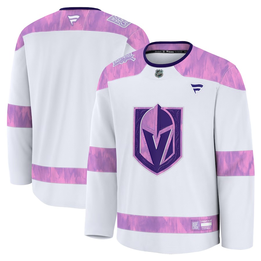 Men's Vegas Golden Knights Fanatics White 2024 Hockey Fights Cancer Practice Jersey