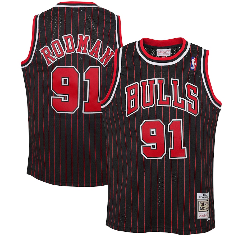 Youth Chicago Bulls Dennis Rodman Mitchell & Ness Black 1995/96 Hardwood Classics Swingman Jersey