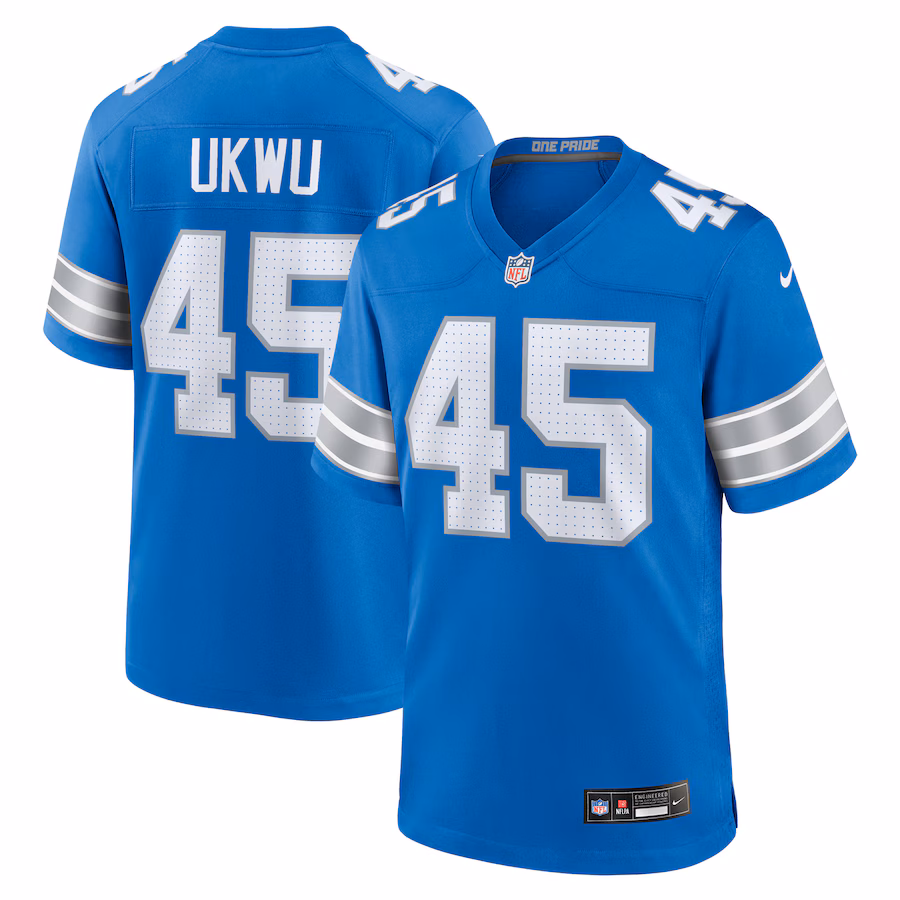 Men's Detroit Lions Isaac Ukwu Nike  Blue Game Jersey