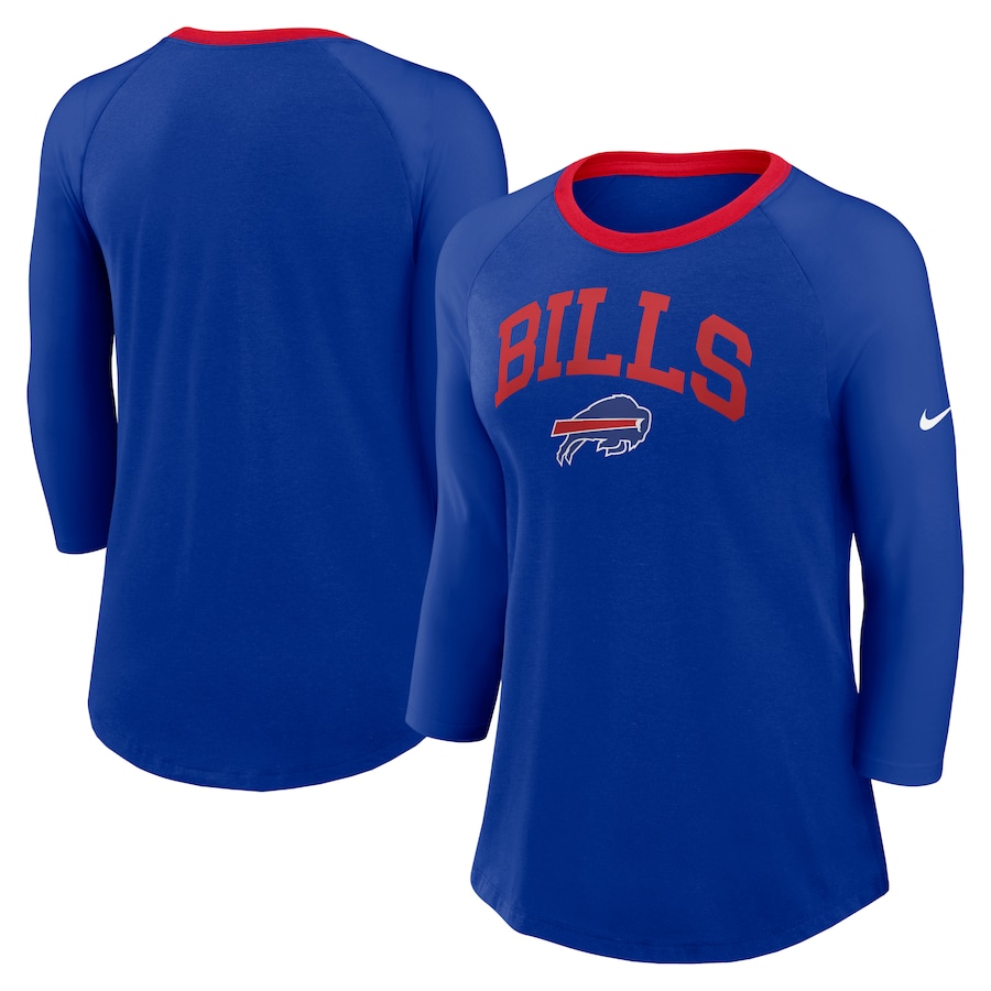Women's Buffalo Bills Nike Royal Raglan 3/4 Sleeve T-Shirt