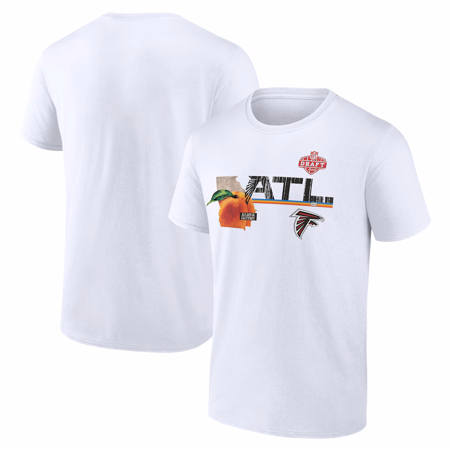 Men's Atlanta Falcons White 2025 NFL Draft T-Shirt