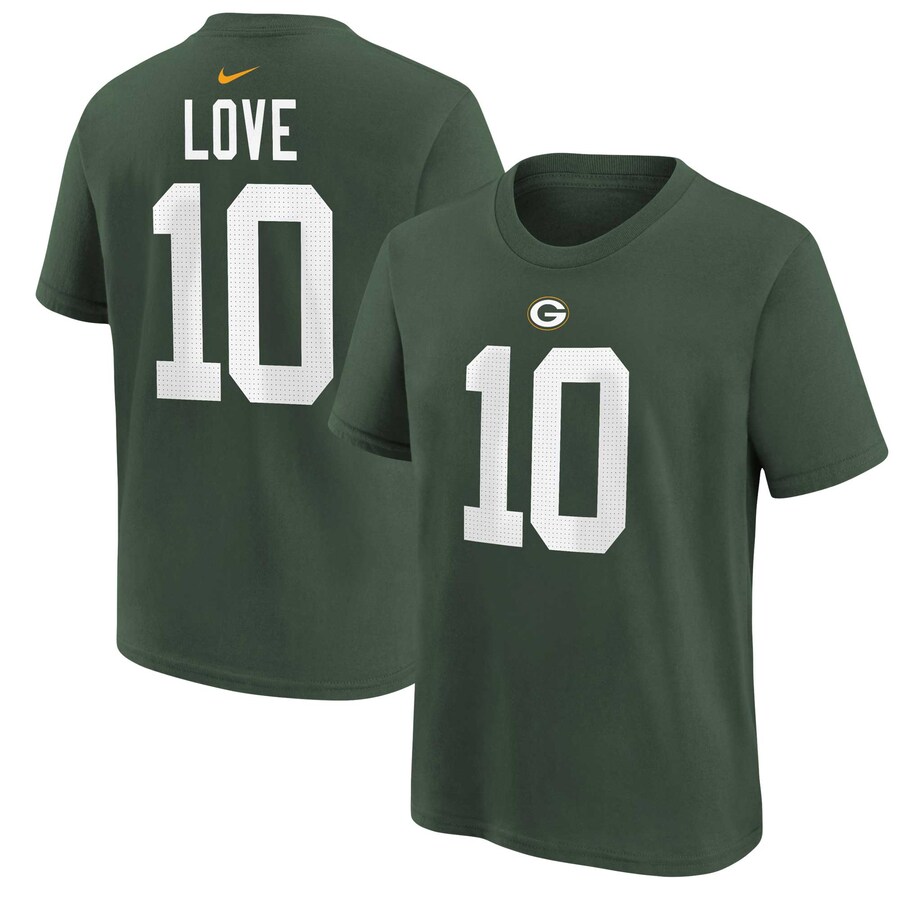 Youth Green Bay Packers Jordan Love Green Nike Player Name & Number T-Shirt