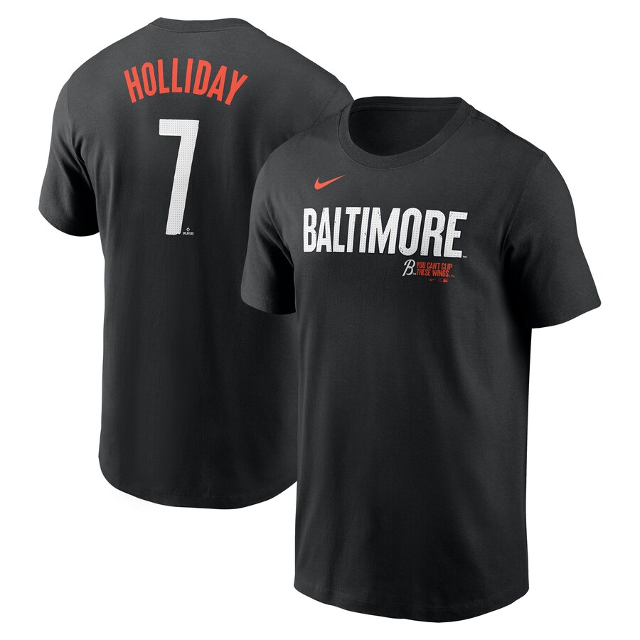 Men's Baltimore Orioles Jackson Holliday Nike Black 2024 City Connect Fuse Name & Number T-Shirt