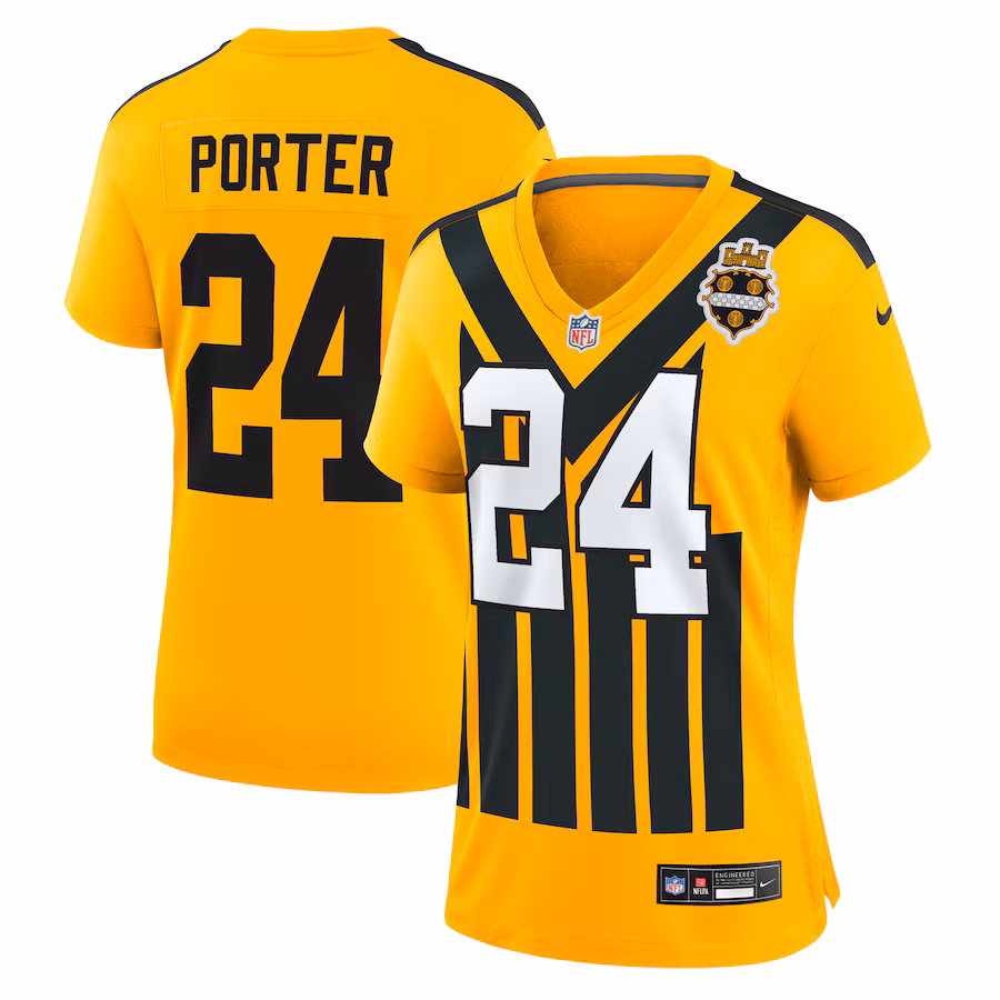 Women's Pittsburgh Steelers Joey Porter Jr. Nike Gold Alternate 1933 Throwback Game Jersey