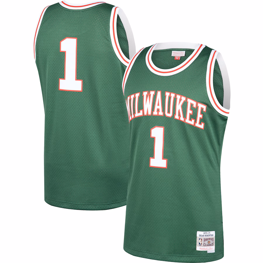 Men's Milwaukee Bucks Oscar Robertson Mitchell & Ness Green 2001/02 Hardwood Classics Swingman Jersey