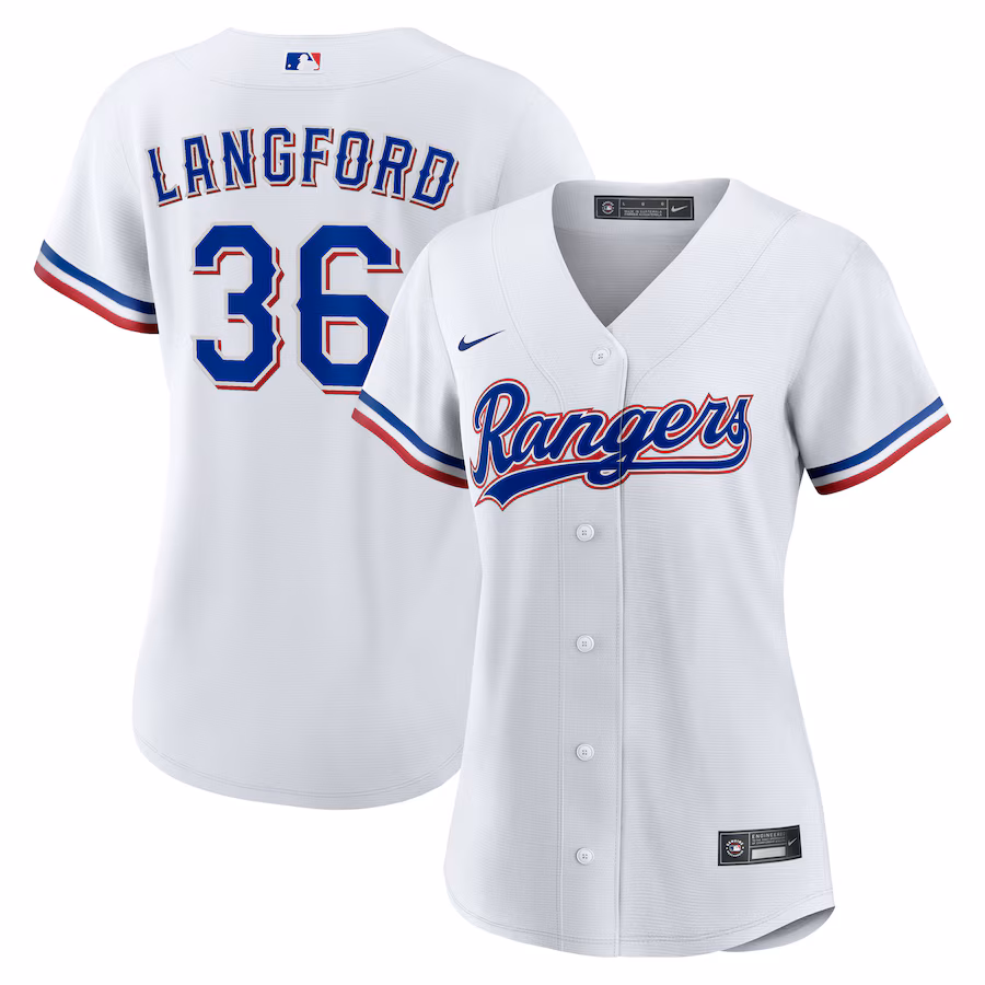 Women's Texas Rangers Wyatt Langford Nike White Home Replica Jersey
