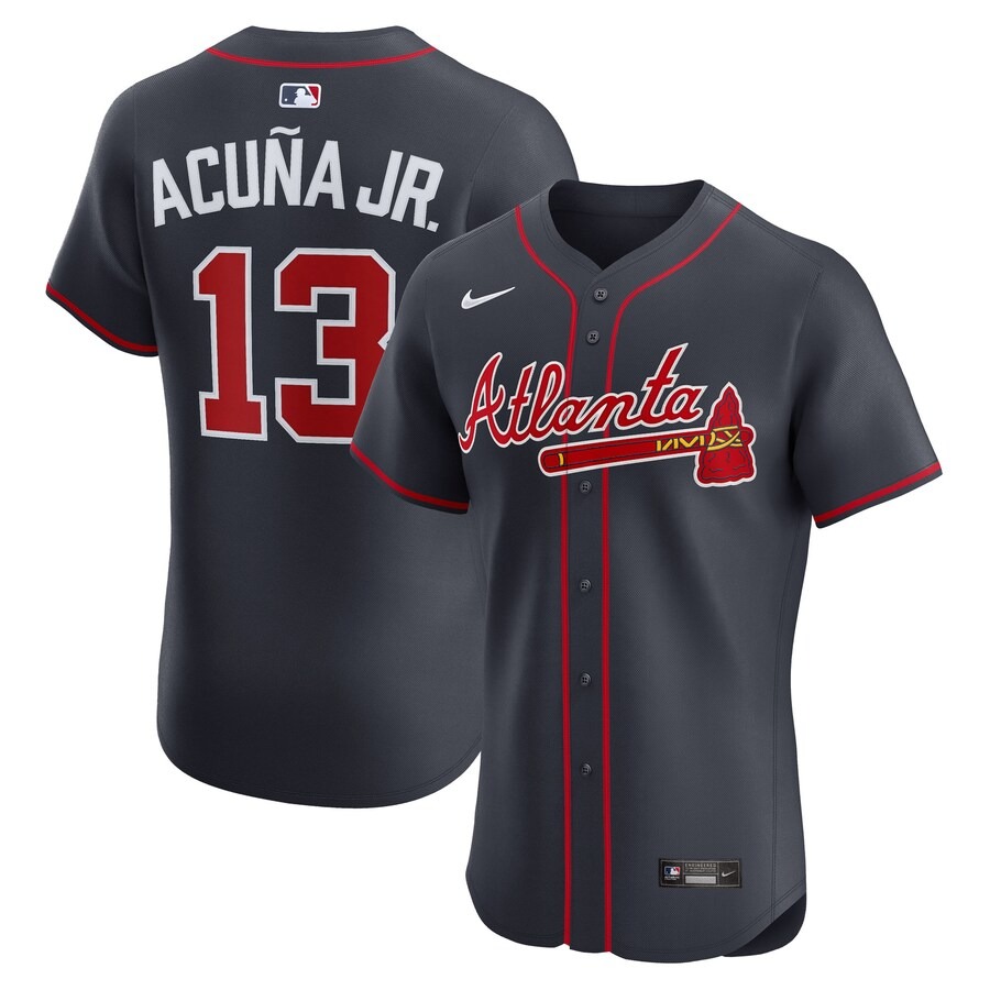 Men's Atlanta Braves Ronald Acuña Jr. Nike Navy Big & Tall Alternate Replica Player Jersey