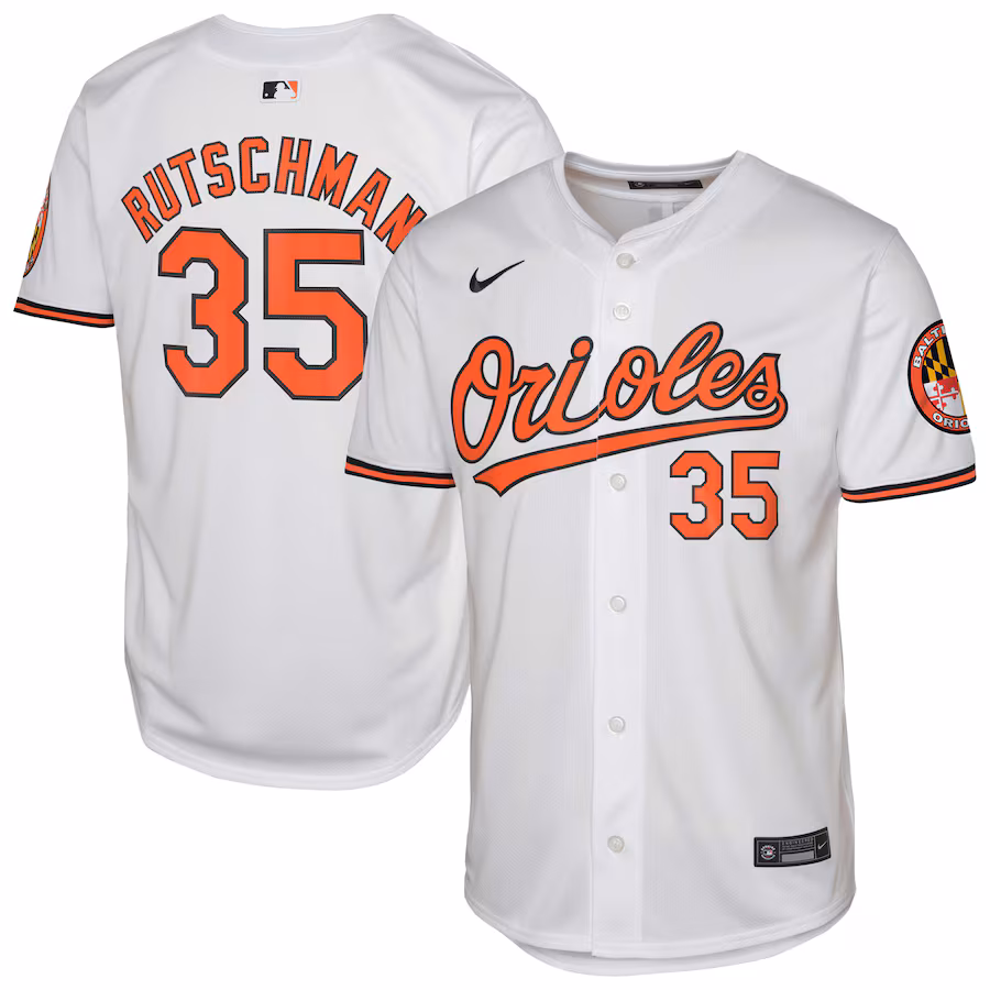 Youth Baltimore Orioles Adley Rutschman Nike White Limited Player Jersey
