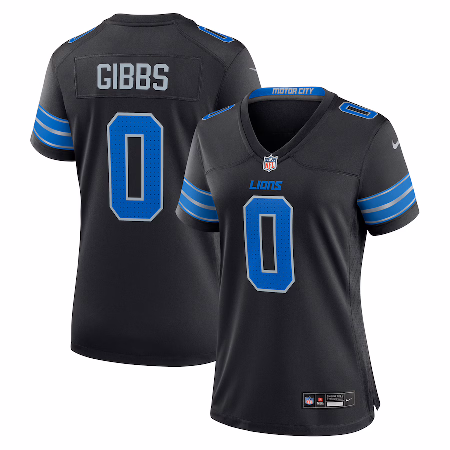 Women's Detroit Lions Jahmyr Gibbs Nike Black 2nd Alternate Game Player Jersey