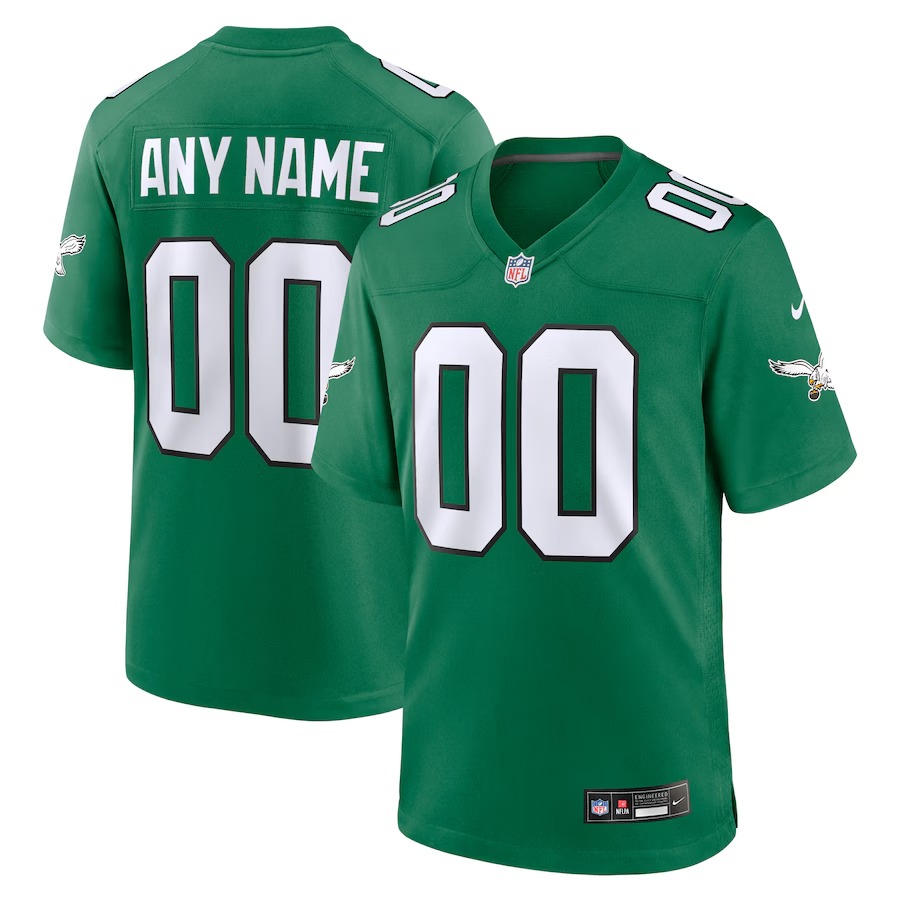 Men's Philadelphia Eagles Nike Kelly Green 2nd Alternate  Custom Jersey