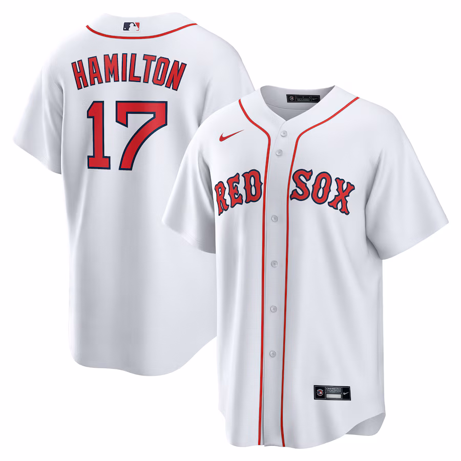 Men's Boston Red Sox David Hamilton Nike White Home Replica Jersey
