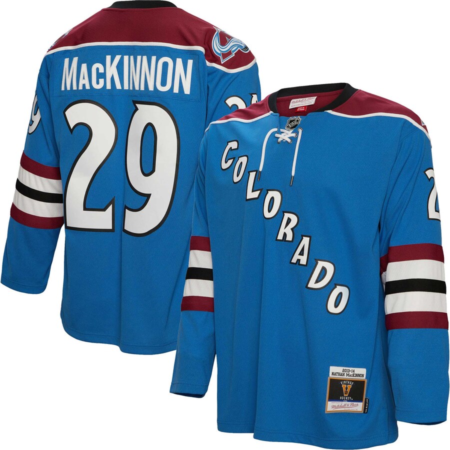 Men's Colorado Avalanche Nathan MacKinnon Mitchell & Ness Blue 2013/14  Blue Line Player Jersey