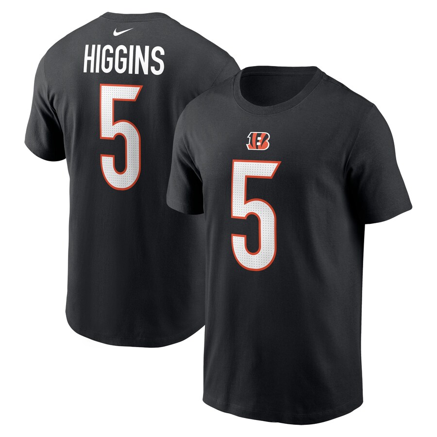 Men's Cincinnati Bengals Tee Higgins Nike Black Player Name & Number T-Shirt