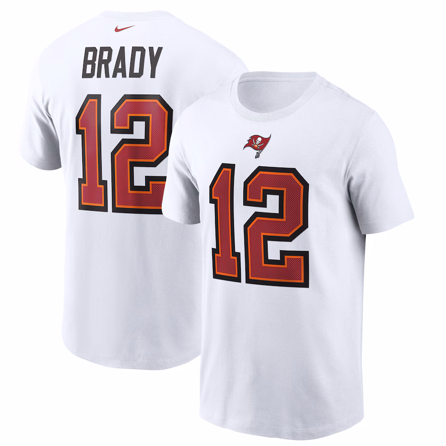 Men's Tampa Bay Buccaneers Tom Brady Nike White Name & Number T-Shirt