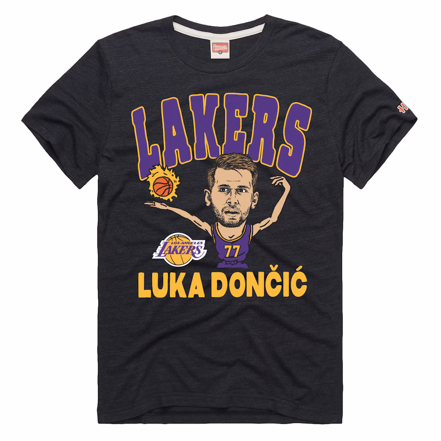 Men's Los Angeles Lakers Luka Dončić Homage Charcoal Player Graphic Tri-Blend T-Shirt