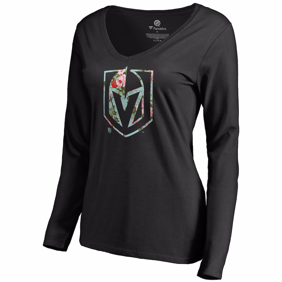Women's Vegas Golden Knights Black Lovely Long Sleeve V-Neck T-Shirt