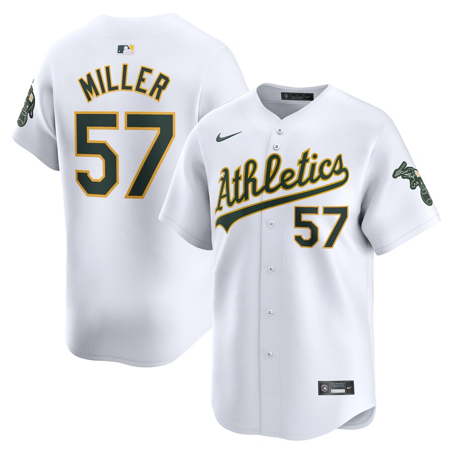 Men's Oakland Athletics Mason Miller Nike White Home Limited Player Jersey
