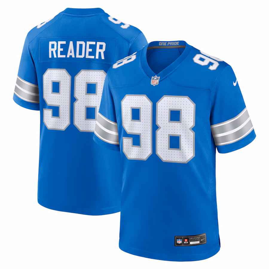 Men's Detroit Lions D.J. Reader Nike  Blue Team Game Jersey