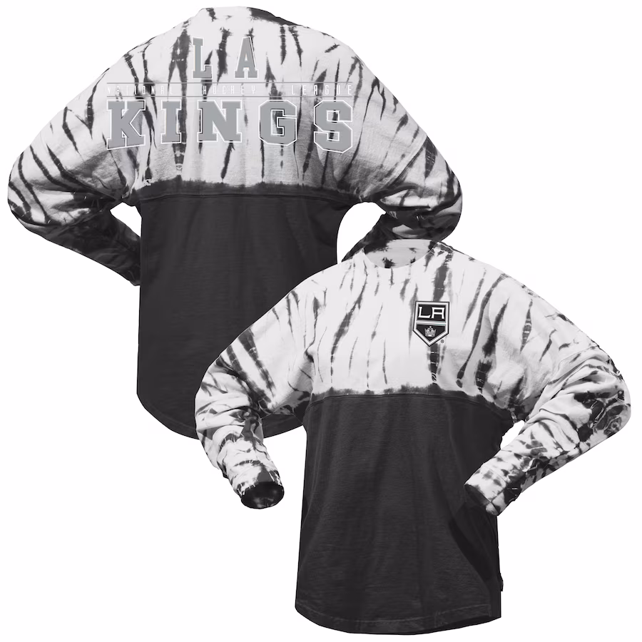 Unisex Los Angeles Kings Spirit Jersey Black Crystal Half Dye Long Sleeve T-Shirt