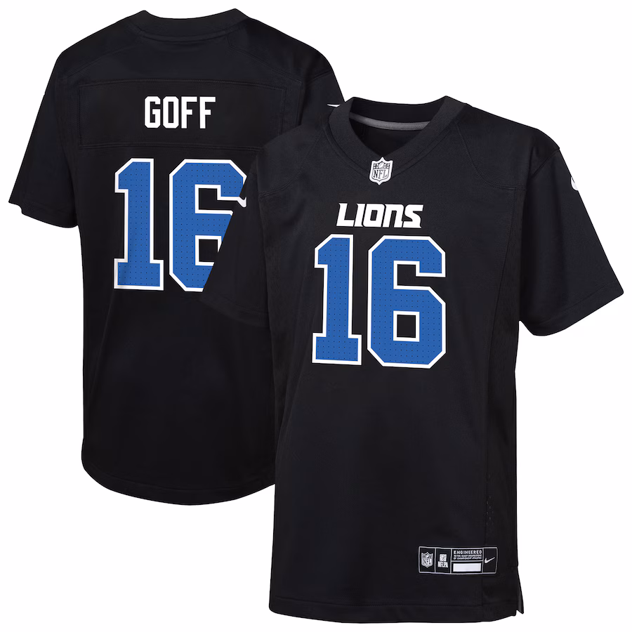 Youth Detroit Lions Jared Goff Nike Carbon Black Fashion Game Jersey