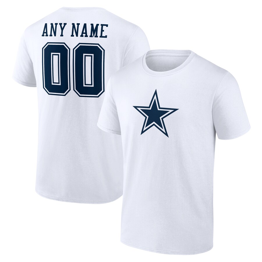 Men's Dallas Cowboys  White Team Authentic Custom T-Shirt