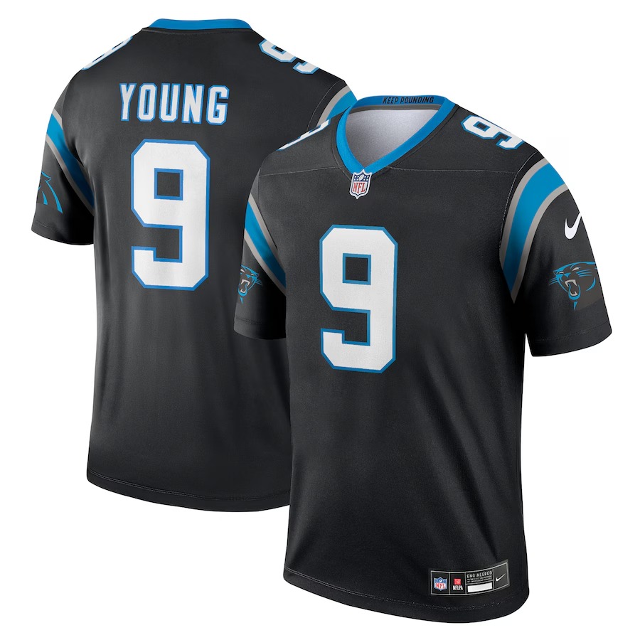 Men's Carolina Panthers Bryce Young Nike Black Team Legend Player Performance Top