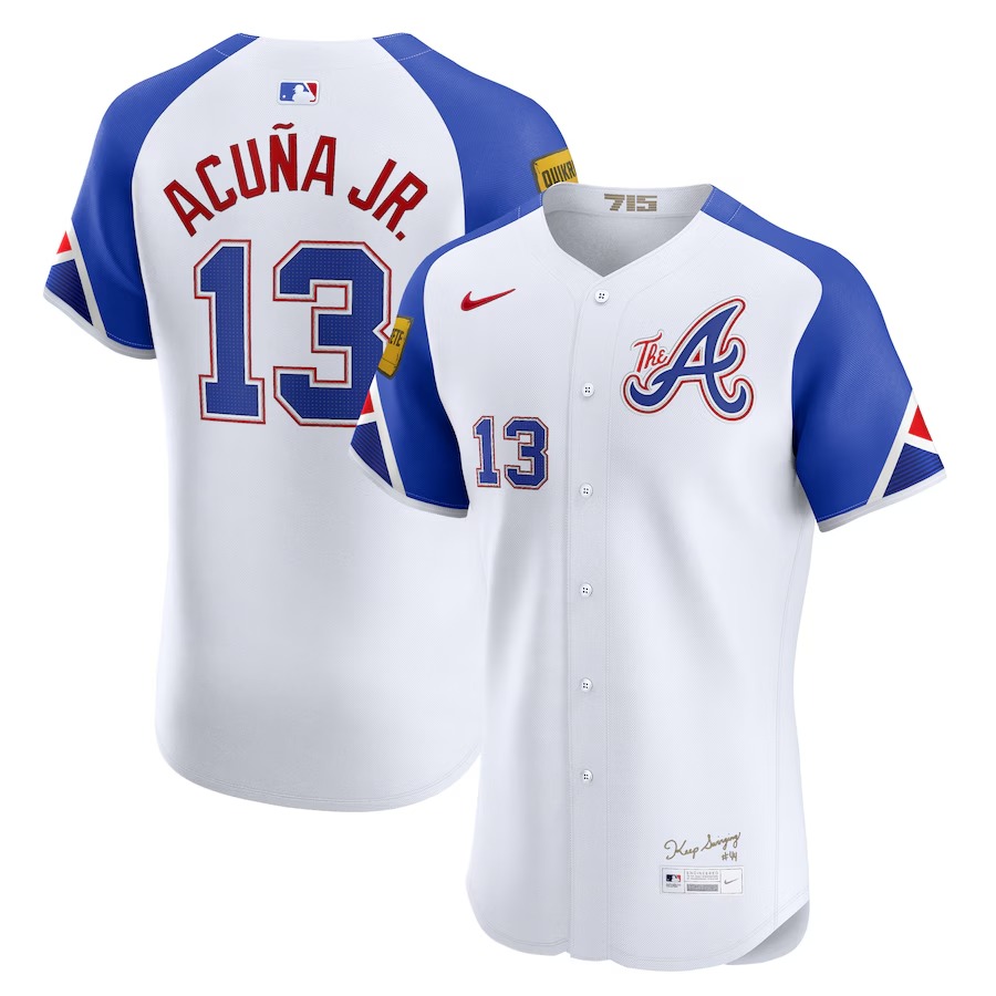 Men's Atlanta Braves Ronald Acuña Jr. Nike White City Connect Elite Jersey