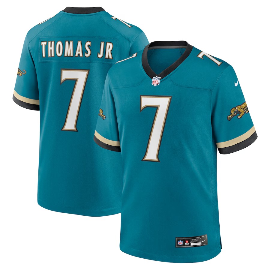 Men's Jacksonville Jaguars Brian Thomas Jr. Nike Teal Prowler Throwback Player Game Jersey