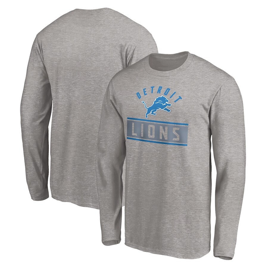Men's Detroit Lions Heather Gray Team Arch Knockout Long Sleeve T-Shirt
