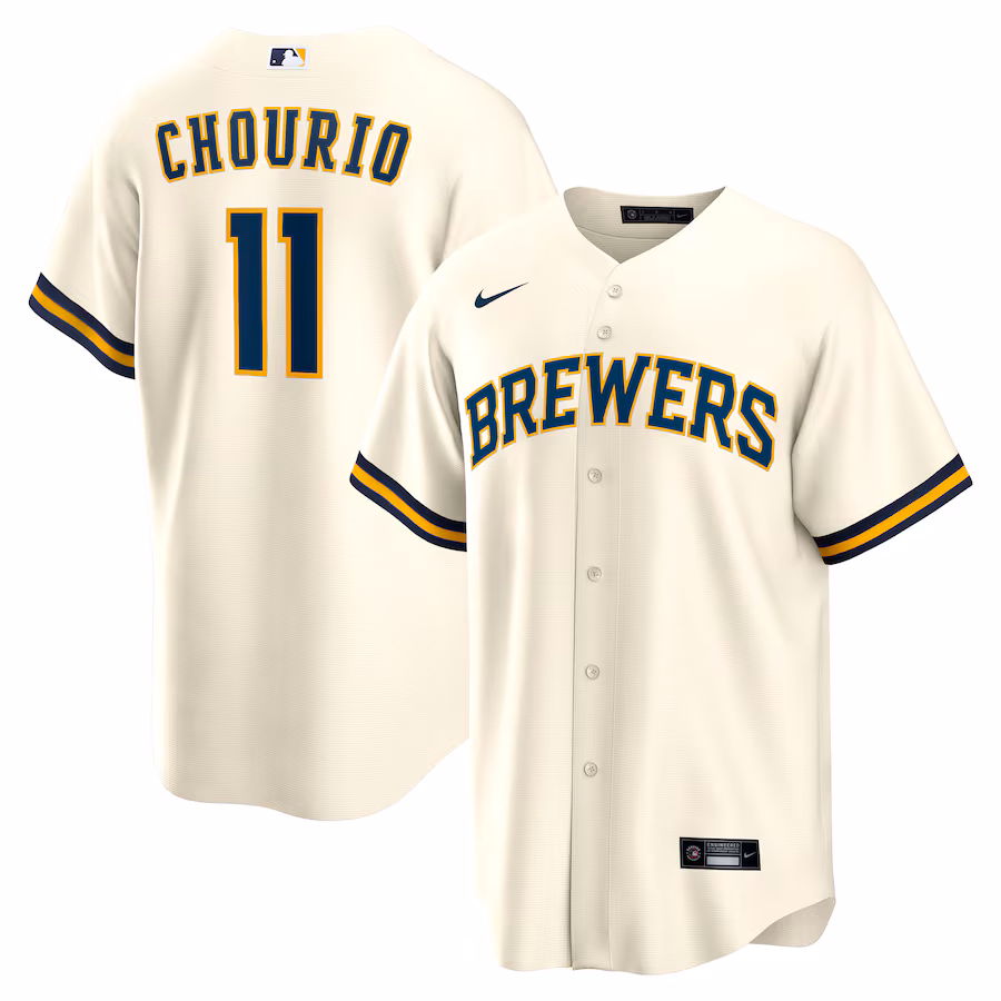 Men's Milwaukee Brewers Jackson Chourio Nike Cream Home Replica Jersey