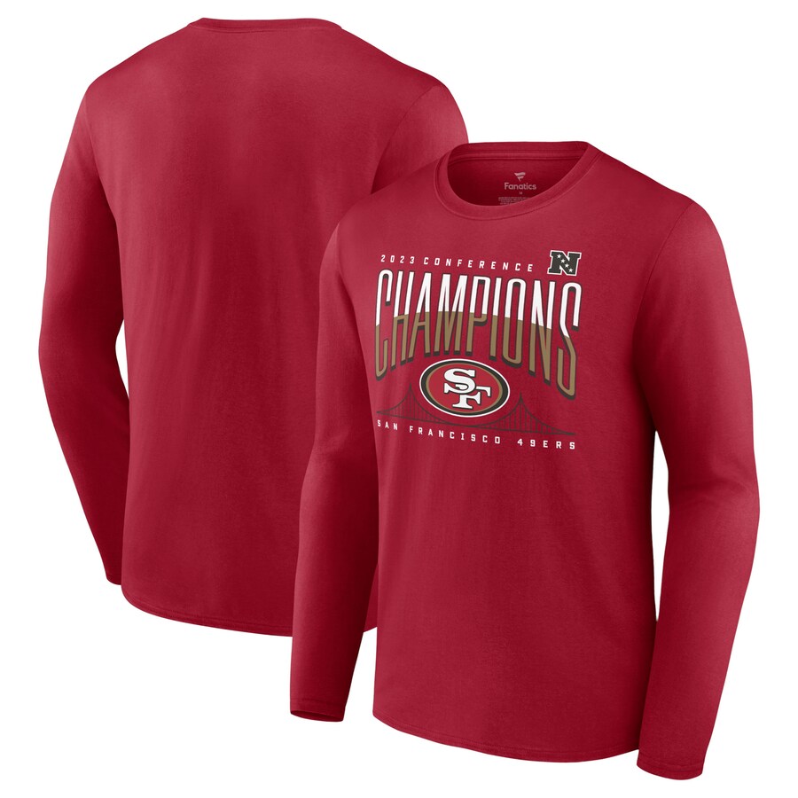 Men's San Francisco 49ers Fanatics Scarlet 2023 NFC Champions Hometown Not Done Long Sleeve T-Shirt
