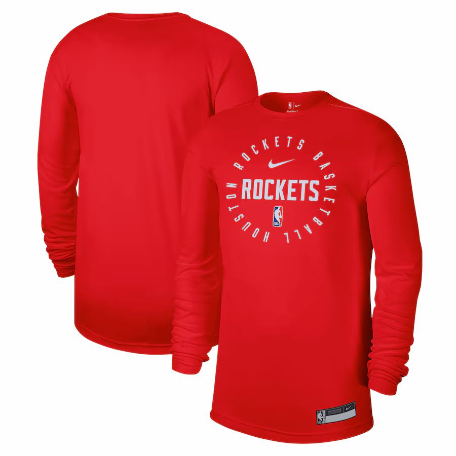 Men's Houston Rockets Nike Red 2024/25 Legend On-Court Practice Long Sleeve T-Shirt