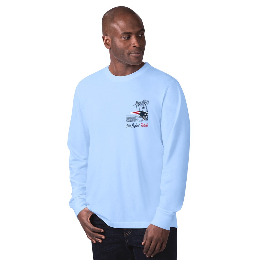 Men's New England Patriots Margaritaville Light Blue It's Five O'Clock Somewhere Long Sleeve T-Shirt
