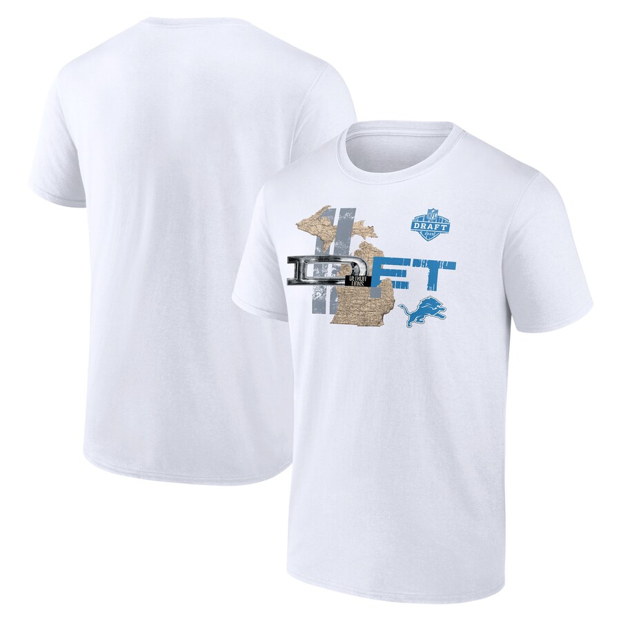 Men's Detroit Lions White 2025 NFL Draft T-Shirt