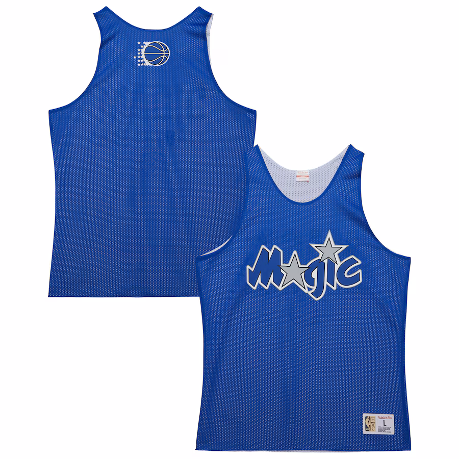 Men's Orlando Magic Mitchell & Ness Blue/White Hardwood Classics Reversible Mesh Practice Jersey