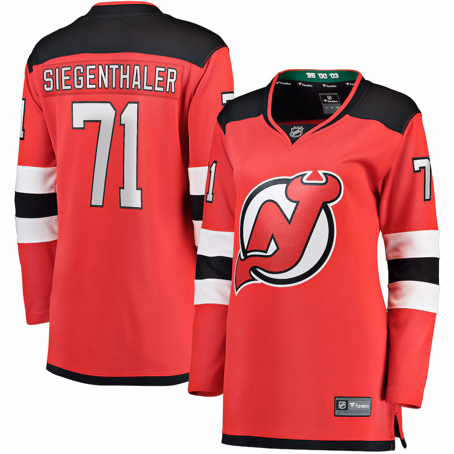 Women's New Jersey Devils Jonas Siegenthaler Fanatics Red Home Breakaway Player Jersey