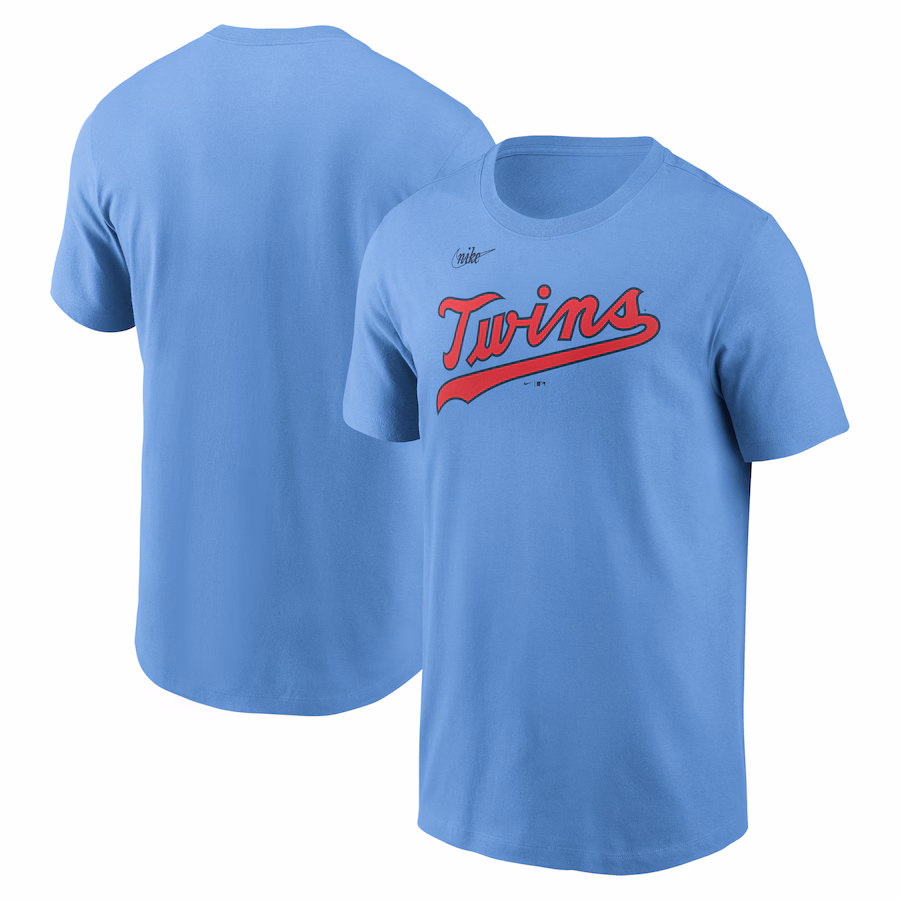 Men's Minnesota Twins Nike Light Blue Cooperstown Wordmark T-Shirt